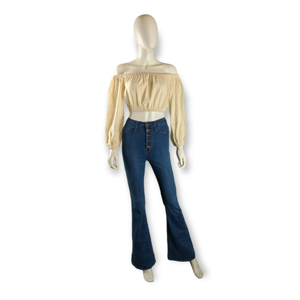 Iisla & Bird Off-Shoulder Crop Top Stone 6